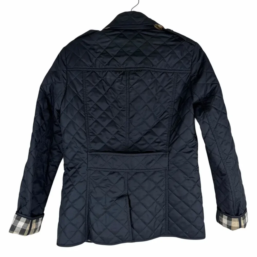 Burberry Ashurst Diamond Quilted Jacket Check Lining Dark Blue Size XS - Picture 8 of 14